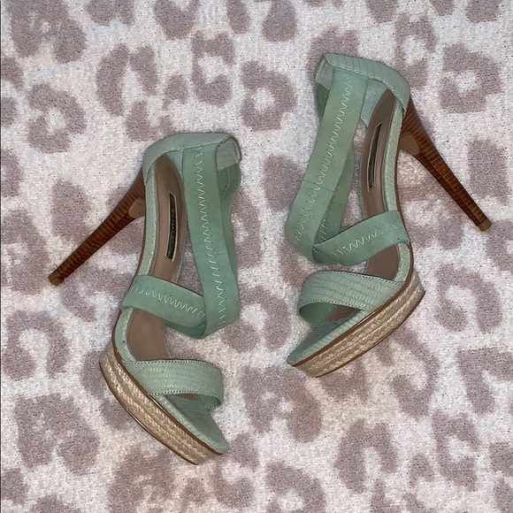 H by Halston Shoes - Aqua Suede Platform Stiletto Sandals